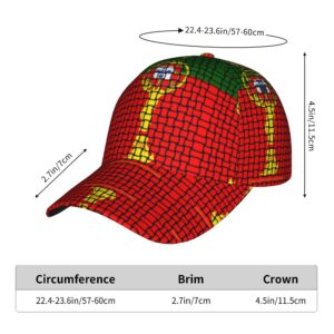 a men's baseball cap with full print of the portuguese flag and coat of arms, designed for street style, casual outdoor activities,, unisex trucker cap, golf cap, suitable for both men and women