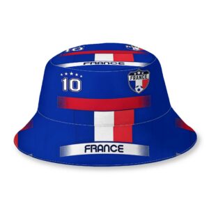 france soccer with flag shield and number 10 printed bucket hat unisex suitable for outdoor vacations and travel