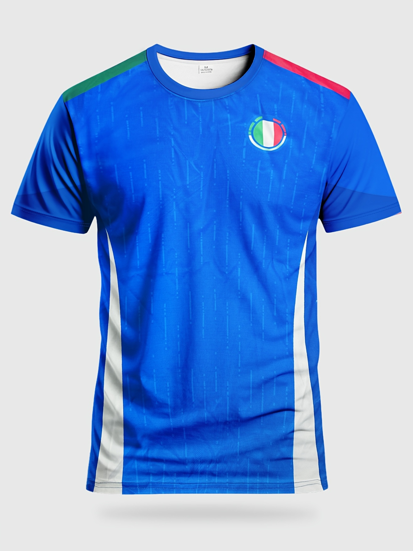 italian men's and youth's fitted soccer shirts breathable and moisture wicking with a geometric pattern design, royal blue and white, suitable for soccer training, casual outings, and sports italian men's and youth's fitted soccer shirts breathable and moisture wicking with a geometric pattern design, royal blue and white, suitable for soccer training, casual outings, and sports