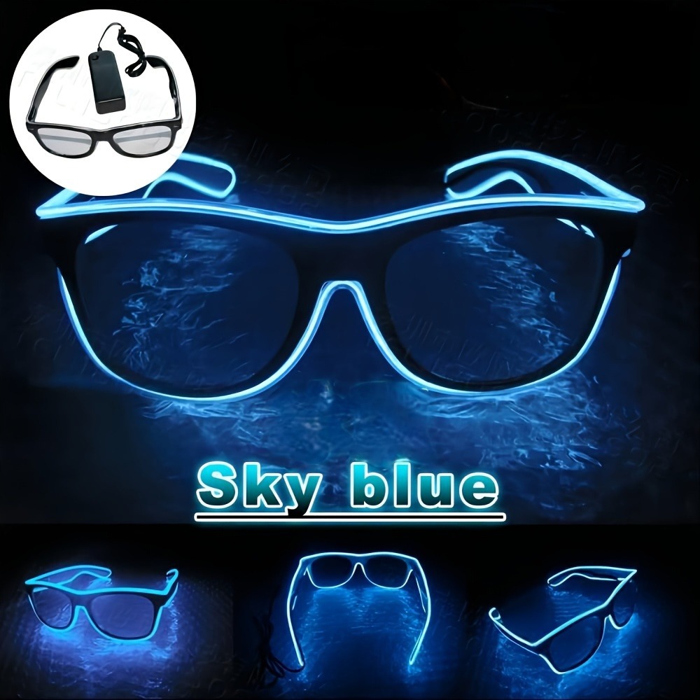 led neon light up glasses multicolor options (green, purple, pink, cyan, red) perfect for raves, concerts, birthday parties durable plastic construction, comfortable fit, battery powered ideal nightclub and holiday accessory, without battery led neon light up glasses multicolor options (green, purple, pink, cyan, red) perfect for raves, concerts, birthday parties durable plastic construction, comfortable fit, battery powered ideal nightclub and holiday accessory, without battery