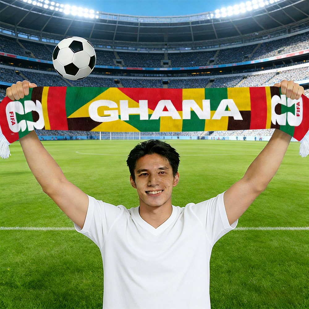 1pc fifa ghana national team football scarf suitable for world cup 2026, ghana themed fan apparel for home matches, cheering for stadium & home viewing parties, soccer scarf gift for supporters 1pc fifa ghana national team football scarf suitable for world cup 2026, ghana themed fan apparel for home matches, cheering for stadium & home viewing parties, soccer scarf gift for supporters