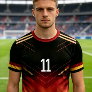 summer men's german gradient soccer 11 print short sleeve t shirt, breathable, comfortable and slightly stretchy, regular fit, ideal for streetwear, sporty trendy style and daily casual occasions