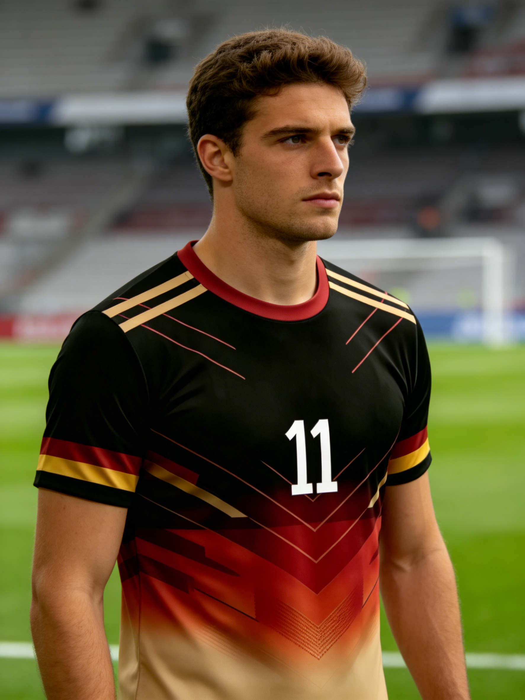 summer men's german gradient soccer 11 print short sleeve t shirt, breathable, comfortable and slightly stretchy, regular fit, ideal for streetwear, sporty trendy style and daily casual occasions summer men's german gradient soccer 11 print short sleeve t shirt, breathable, comfortable and slightly stretchy, regular fit, ideal for streetwear, sporty trendy style and daily casual occasions
