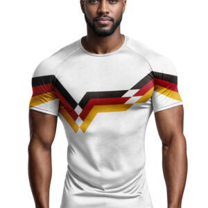 men's sports patterns print compression shirt high performance workout short sleeve t shirt quick dry athletic tee ideal for gym, football training suit, training and casual wear
