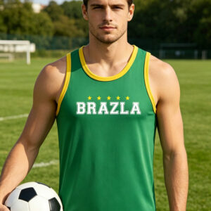 men's brazil themed sleeveless vest, breathable and quick drying, sweat wicking for soccer and fitness workouts