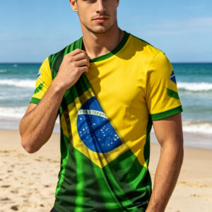 men's national flag t shirt digital print short sleeve round neck suitable for parties & casual wear, machine washable athletic shirt with flag design, spring/summer fit for soccer events and everyday outfits
