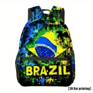 colorful brazil flag art print practical casual backpack for men and women, outdoor multi purpose travel hiking backpack, laptop backpack, daily leisure, lightweight printed fashion backpack,