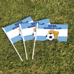 2026 world cup fan cheer handheld banner, my 4.20, blue and white stripes golden cup soccer sun pattern, football game fan celebration waving banner, party decoration banner, festive occasion holiday design, vibrant colors, handheld rod