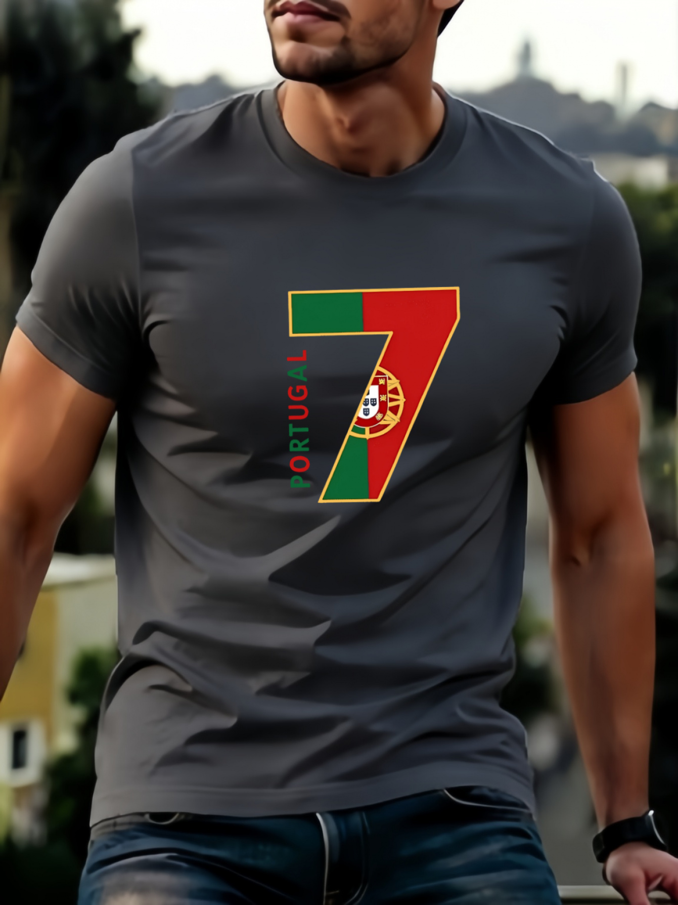 men's portugal no. 7 jersey t shirt portuguese flag & national emblem print, soccer fan apparel suitable for training, stadium outings, casual wear machine washable round neck tee for, gifts for portuguese supporters men's portugal no. 7 jersey t shirt portuguese flag & national emblem print, soccer fan apparel suitable for training, stadium outings, casual wear machine washable round neck tee for, gifts for portuguese supporters