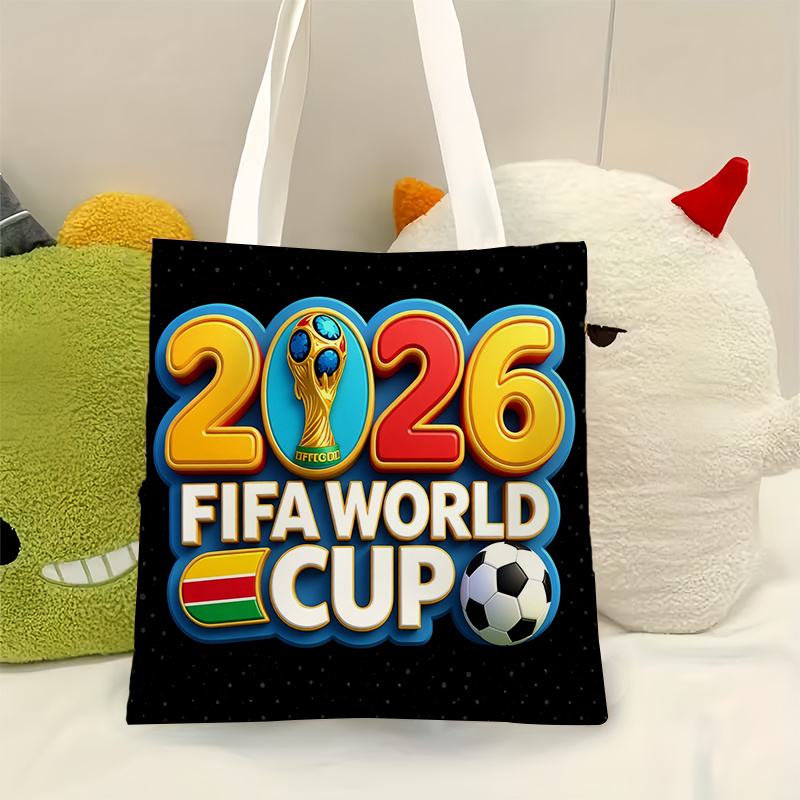 2026 world cup fan viewing large capacity handbag, br 4.14, features world cup trophy soccer flag pattern and world cup three mascots soccer patterns, fan commemorative portable shoulder bag, sturdy handle structure 2026 world cup fan viewing large capacity handbag, br 4.14, features world cup trophy soccer flag pattern and world cup three mascots soccer patterns, fan commemorative portable shoulder bag, sturdy handle structure