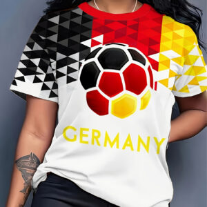 [printed design not textured] "german tank 'tricolor football assault'": geometric color blocking + football logo, turning the iron blooded fighting spirit of the arena into a fan's destiny support robe, versatile for summer outdoor daily
