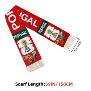 1pc football scarf portugal 2026 viewing scarf, fan exclusive cheering decoration, soccer scarf essential item for home team support on match days qmwj0228