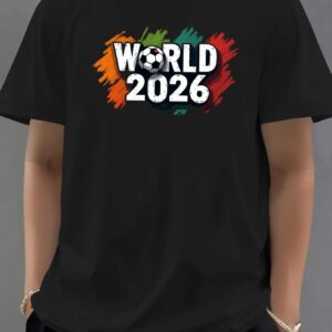 men's 2026 football jersey t shirt official suitable for soccer fan apparel, breathable crew neck tee with world 2026 logo & multicolor design, machine washable casual wear for stadium outfits and everyday use