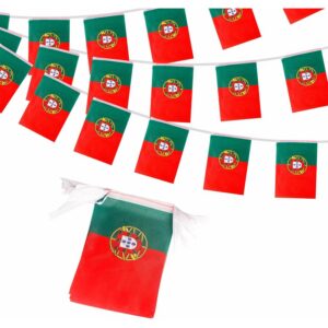 5m portugal flags bunting portuguese flag decorations 20pcs, portugal flags bunting banner for football sports events party decoration, double sided portuguese flag buntings