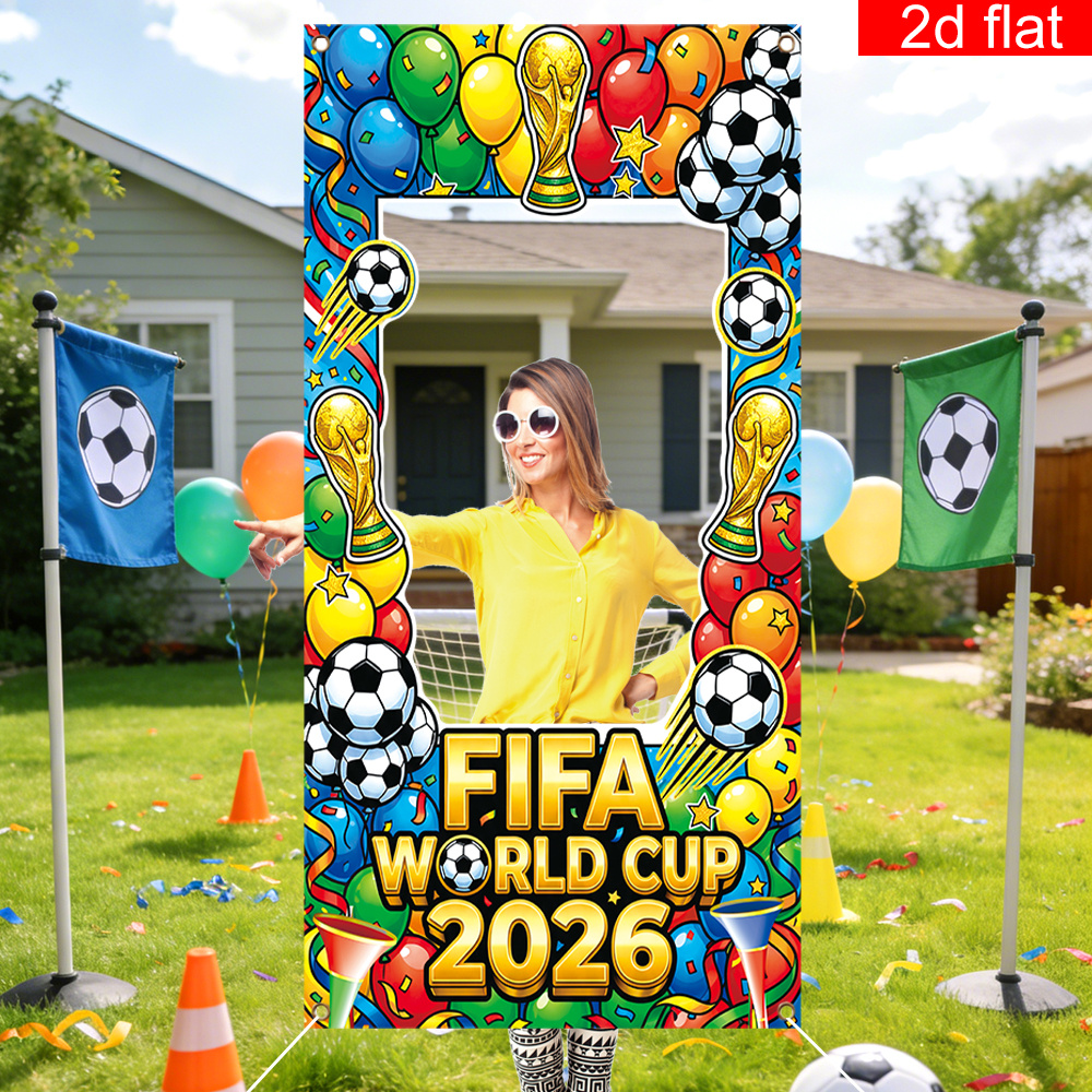 2d flat, 2d flat banner, 1pc, 2026 usa canada mexico fifa world cup photo prop frame,, soccer ball pattern design, vibrant colors, suitable for world cup celebration activities, game photo background, outdoor photo booth prop., 2d flat 2d flat, 2d flat banner, 1pc, 2026 usa canada mexico fifa world cup photo prop frame,, soccer ball pattern design, vibrant colors, suitable for world cup celebration activities, game photo background, outdoor photo booth prop., 2d flat
