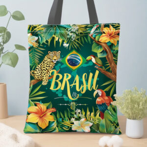 1pc brazil themed pattern shoulder bag, perfect for shopping, 2d printing, daily use, holiday gifts, high quality, unisex bag.