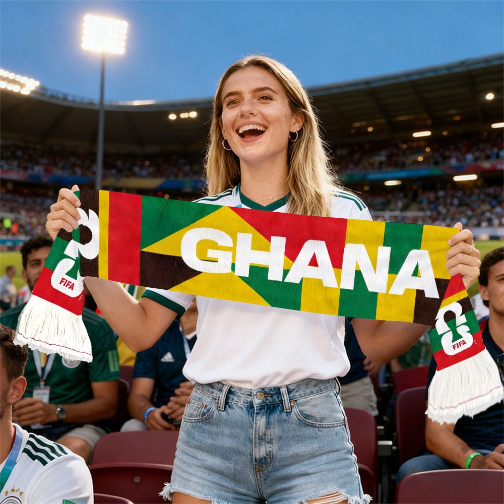 1pc fifa ghana national team football scarf suitable for world cup 2026, ghana themed fan apparel for home matches, cheering for stadium & home viewing parties, soccer scarf gift for supporters 1pc fifa ghana national team football scarf suitable for world cup 2026, ghana themed fan apparel for home matches, cheering for stadium & home viewing parties, soccer scarf gift for supporters