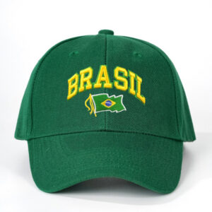 1 embroidered brazil flag faux green baseball cap, breathable adjustable golf hat for women, summer fashion curved brim hat, unisex y2k couple's cap