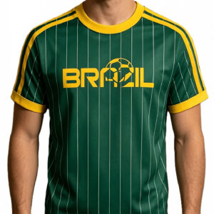 men's brazilian football t shirt brazilian national team jersey design, iconic green and yellow stripes, short sleeve casual athletic top, round neck tee, perfect for fans, machine washable print shirt