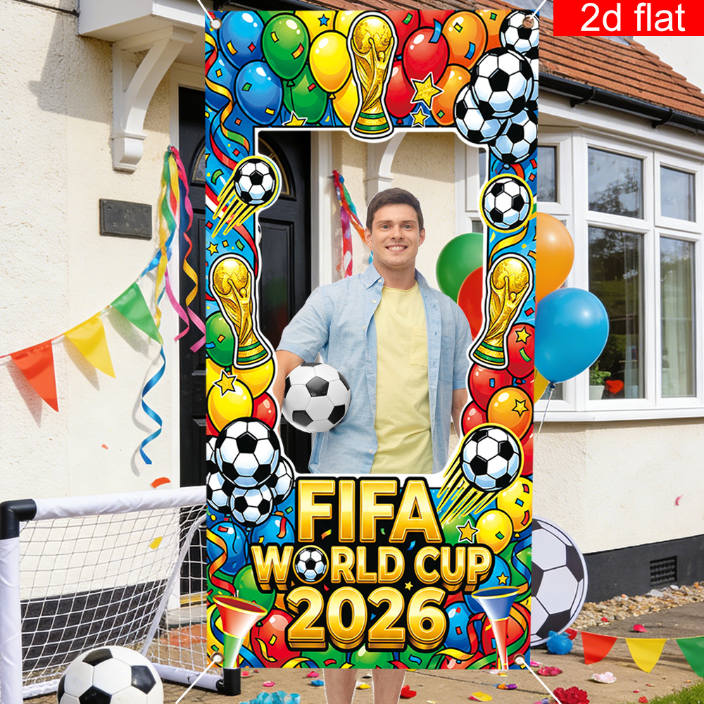 2d flat, 2d flat banner, 1pc, 2026 usa canada mexico fifa world cup photo prop frame,, soccer ball pattern design, vibrant colors, suitable for world cup celebration activities, game photo background, outdoor photo booth prop., 2d flat 2d flat, 2d flat banner, 1pc, 2026 usa canada mexico fifa world cup photo prop frame,, soccer ball pattern design, vibrant colors, suitable for world cup celebration activities, game photo background, outdoor photo booth prop., 2d flat