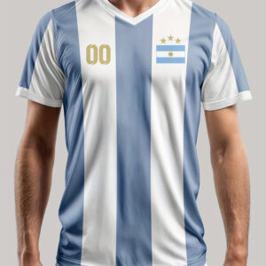 argentina football jersey v neck suitable for summer parties & events personalized name/number, machine washable argentina themed outfit for, training, casual wear