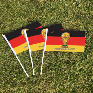 fifa official 2026 world cup fan support hand held flag, my 4.22, featuring a golden cup soccer ball and german flag 2026 design, a waving flag for soccer match fan celebrations, party decoration flag, festive occasion holiday design, vibrant colors