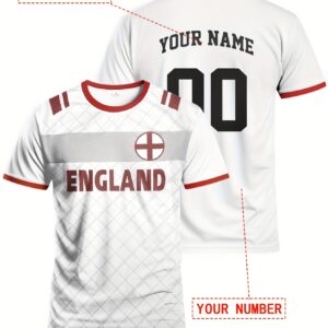 england style diy custom football top & men's crew neck football shirt & knitted breathable fabric & suitable for matches, football training, and daily casual wear