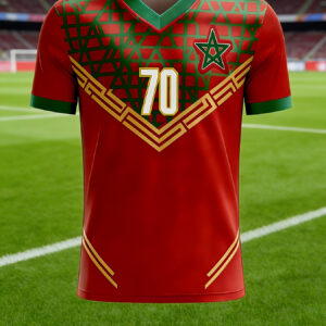 morocco 2026 new custom jerseys can be personalized with names, team names, and numbers. featuring a v neck, breathable, quick dry short sleeve design