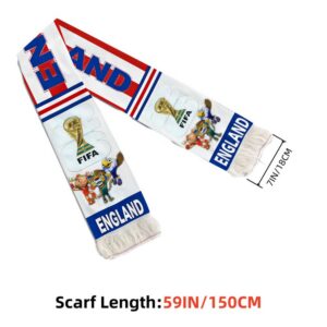 1pc football scarf england 2026 viewing scarf, fan exclusive cheering decoration, soccer scarf essential item for home team support on match days qmwj0228