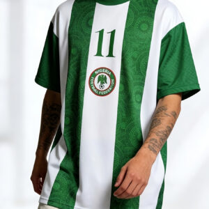 nigeria no. 11 soccer jersey t shirt, retro print design, loose casual athletic short sleeve, fan style men's plus size same style street trendy top short sleeve [print design – not textured]