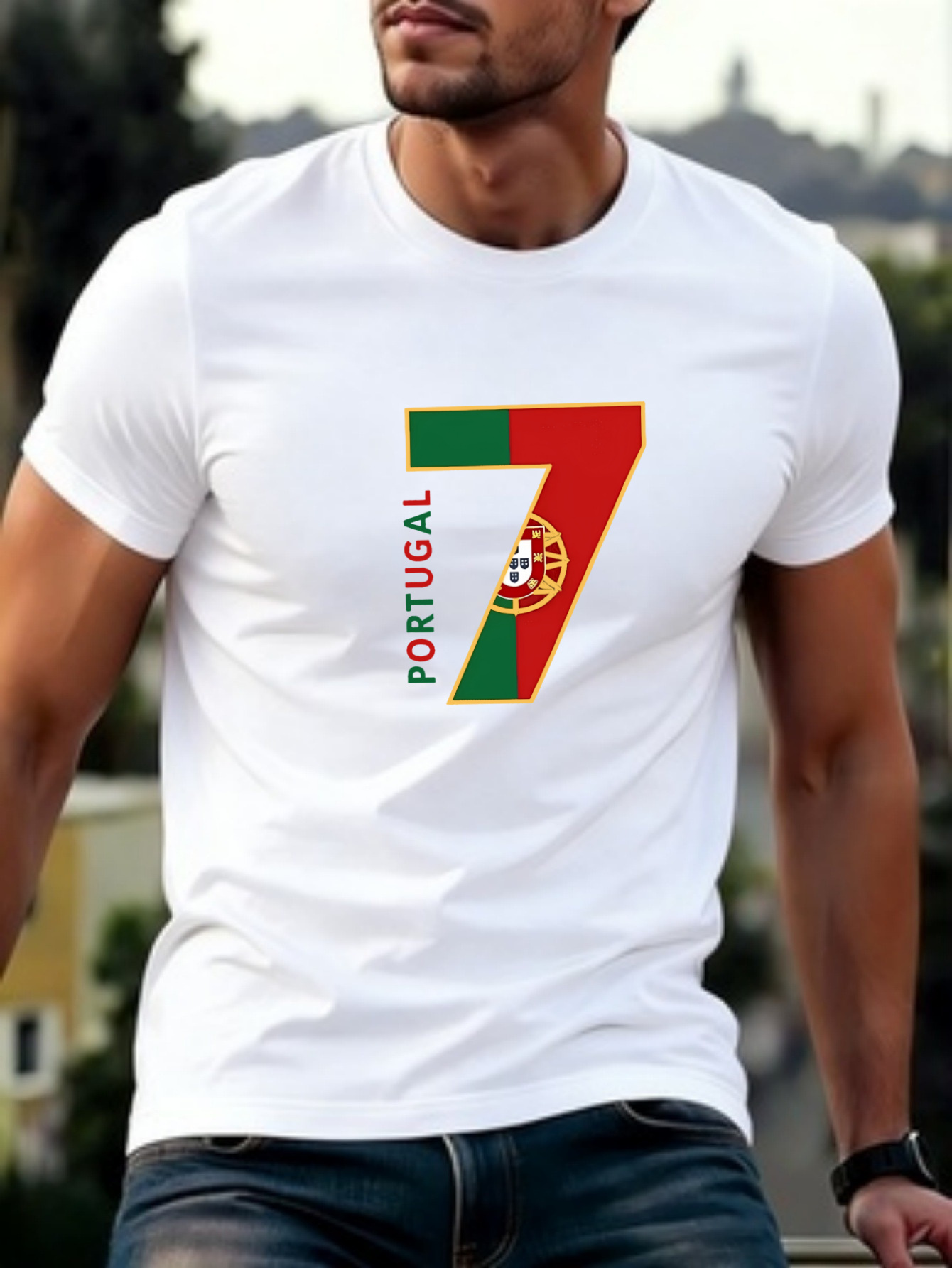 men's portugal no. 7 jersey t shirt portuguese flag & national emblem print, soccer fan apparel suitable for training, stadium outings, casual wear machine washable round neck tee for, gifts for portuguese supporters men's portugal no. 7 jersey t shirt portuguese flag & national emblem print, soccer fan apparel suitable for training, stadium outings, casual wear machine washable round neck tee for, gifts for portuguese supporters