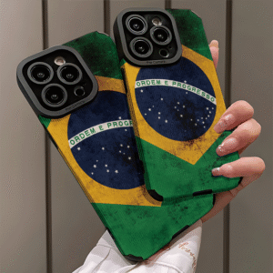 phone case brazilian flag pattern phone case for iphone 17 pro promax air compatible with iphone series models, stylish anti fall vertical texture, artificial leather high value ma20260121sw709