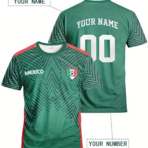 mexican national custom soccer jersey suitable for matches, training & casual wear & youth uniforms, machine washable diy jersey top gift for soccer players