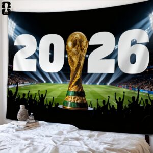 1pc fifa 2026 world cup themed wall banner & backdrop official iconic fifa & world cup decorations suitable for parties, birthdays, new year, garage decor easy to hang gift for fans, for room decorations