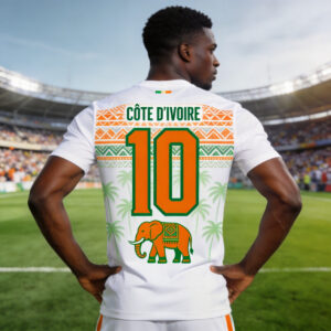 [print design not textured] 2026 new summer edition, ivory coast national team no. 10 player style, symbolic pattern theme print, quick dry short sleeve t shirt men's, loose fit, breathable athletic shirt, suitable for fans