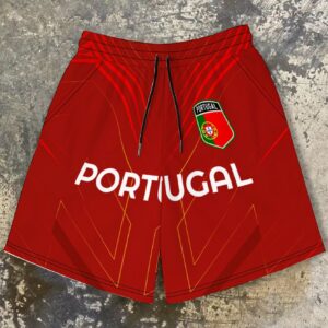 portugal football pride men's regular size casual fashion shorts with all over print design